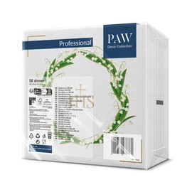 PAW - Airlaid Napkins - Fabric-Like (40 x 40 cm) I Pack of 50 I Perfect for Communion, Confirmation, Christening I High-Quality Table Decoration Fabric Napkins - IHS Flowers I White Flowers