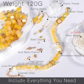 Kit de abalorio de vidrio al azar de 120 g para hacer joyas, abalorio redondas de vidrio de 6 a 10 mm para hacer pulseras (naranja)