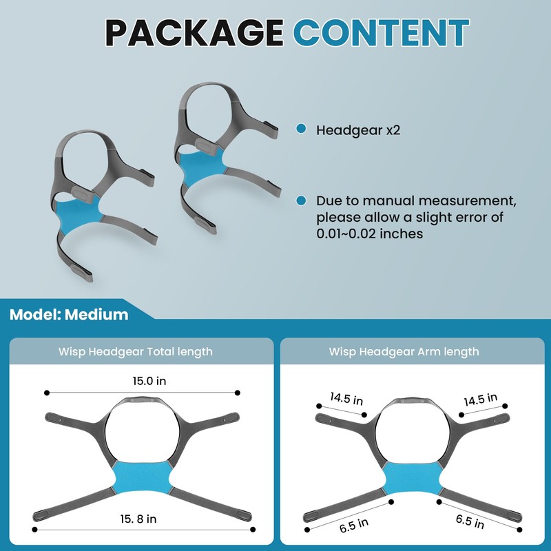 YBWM 2 Packs Headgear Straps Compatible with Wisp Nasal Mask,Adjustable