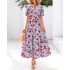 BTFBM Women Summer Floral Midi Dresses Casual Boho Puff Short