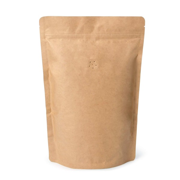 250 grams / 8 Ounces / ½ Pounds Kraft Paper Stand Up Coffee Bag Pouch. Round Bottom, Zip Lock, Degassing Valve and Heat Seal-able. Pack of 50