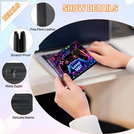 Boys Wallet Leather Bifold Wallet Teen Boys Cool Credit Card Cash Id Holder Rfid Blocking Fun Bi Fold Small Wallets(Level up)