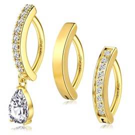 CHARMONLINE 14K Gold Filled Belly Button Ring 14G Navel Ring Stainless Steel Clicker Belly Rings Hoop CZ Teardrop Reverse Belly Button Rings Belly Piercings Jewelry for Women