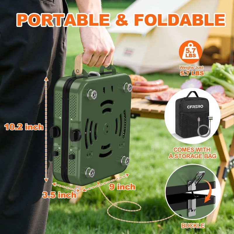 Propane 2-Burner Foldable Camping Stove with Carry Bag, Portable Propane