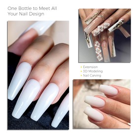 BURANO 5 IN 1 Solid Nail Extension Gel Builder Gel for Nails, Solid Builder Gel for Nails Non Sticky UV Nail Glue for Acrylic Nails, Hard Gel Nails Nail 15g (0.5 FL OZ) (white)