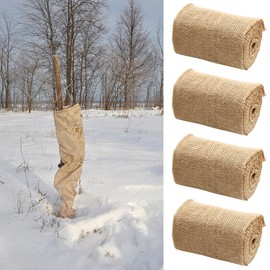 UOIENRT 4 Rolls Natural Jute Burlap Tree Wraps, 4.72 Inch x 16.41 Feet Winter Tree Trunk Wrap Plants Antifreeze Bandage Wraps Keep Warm Moisturizing
