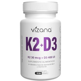 VIZANA NUTRITION | Vitamina K2-MK7 + D3 en Cápsulas HPMC Vegetarianas (90 Caps-370 mg)