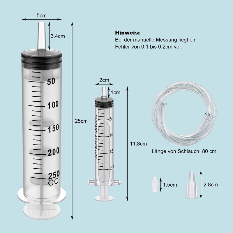 Syringe 250 ml, bubble syringe, plastic syringe, dosing syringe for
