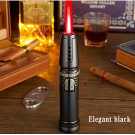 The Vintage Lighter Big Red Flame Butane Torch Lighter With A Great Hand Feel By The Vintage Lighter - Black