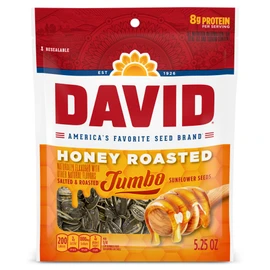 DAVID Honey Roasted Flavored Salted & Roasted Jumbo Sunflower Seeds, 5.25 oz.