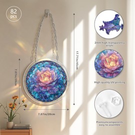 WACOCETOY Acrylic Puzzle Suncatcher DIY Transparent Flower Jigsaw 82 PCS