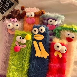 Beswitory Warm Cosy Fluffy Cartoon Monster Socks Cuddly Socks Women's 3D Soft Floor Fluffy Socks Thick Winter Socks Warm Bed Socks Funny Fuzzy Socks Stopper Socks for Women Winter, purple