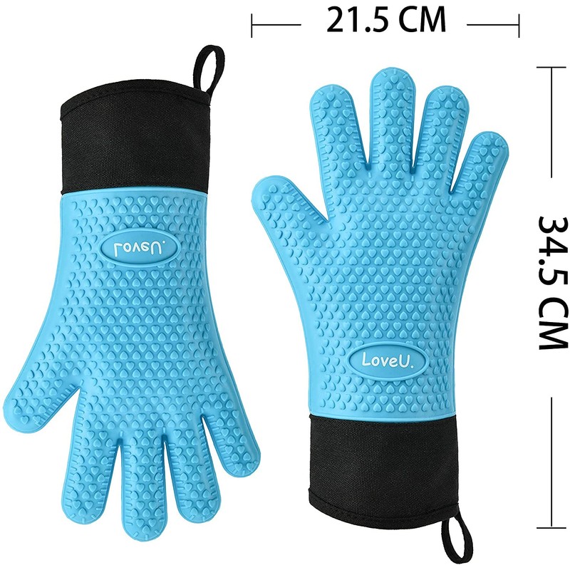 Loveuing Kitchen Oven Gloves - Dual-Layer Heat Resistant Grilling Gloves,