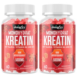 Joiavvy Joiavvy Creatin Monohydrat 5000mg Pro Portion, Gummib?rchen fr M?nner und Frauen, mit Taurin, Vitamin B6 und B12, Vegan, Beerengeschmack (60 Stck (2er Pack))