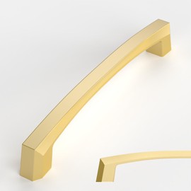 Amerdeco 10 Pack Brushed Gold Cabinet Pulls 5 Inch(128MM) Hole Centers Kitchen Cabinet Handles Hardware Kitchen Handles for Cabinets Cupboard ZH0032