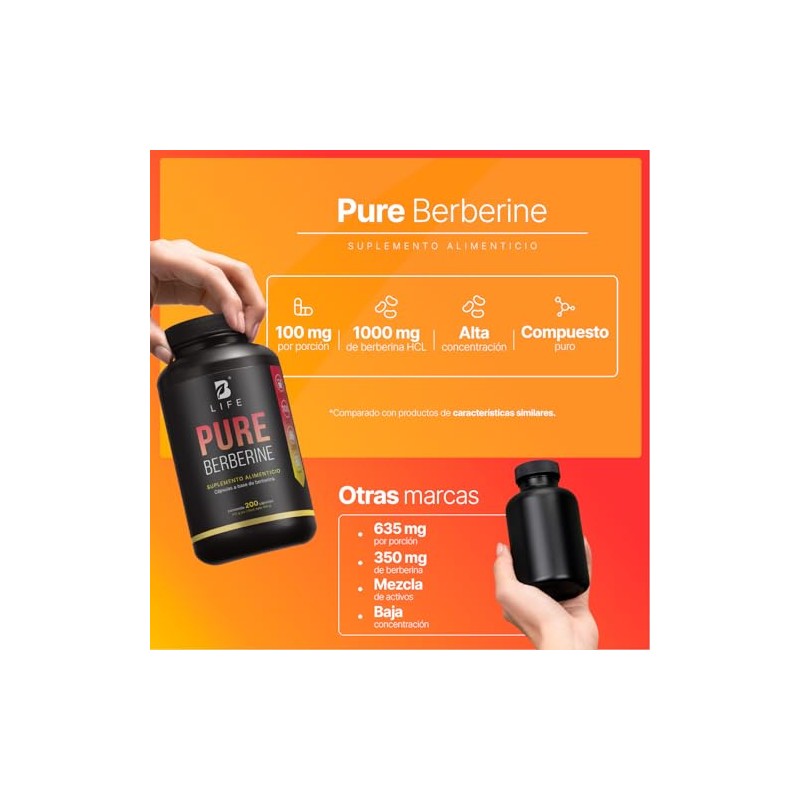 B Life Berberina HCL Pura 1000 mg | 200 Cápsulas
