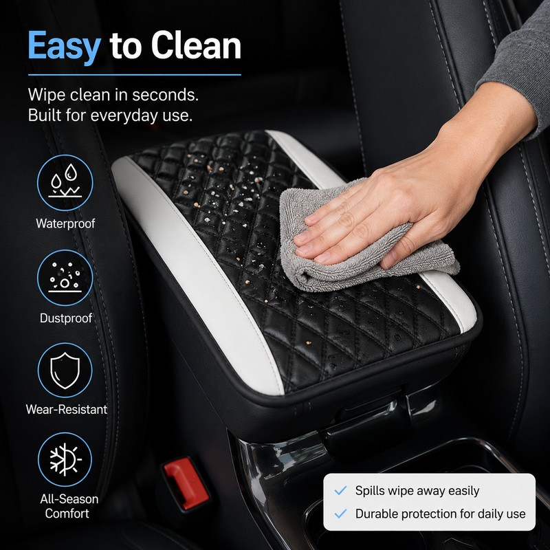 Car Armrest Cushion for Center Console – PU Leather Anti-Scratch
