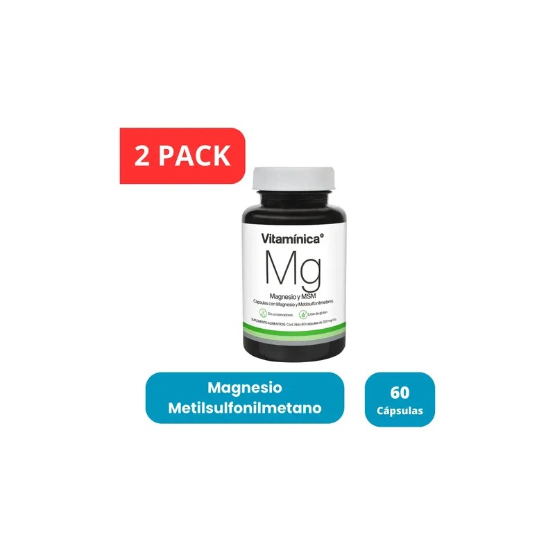 Magnesio Mg Frasco 60 Cápsulas De 326 Mg 2 Pack