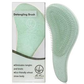 MiHair Detangling Hair Brush, Eco-friendly Wheat Straw body with soft bristles, Detangler Brush for all Hair Types, Hair Brush for Adults & Kids | Quick, Effortless and Painless Hair Detangling, Promotes Healthy Hair (Green)