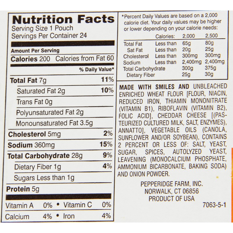 Pepperidge Farm Goldfish, Cheddar, 1.5 Ounce Bags (Pack of 24)