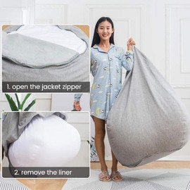 Jetcloud 1 x Inner Cover for Armchair, 80 x 90 cm, Inner Cover for Bean Bag, Inner Cover, Lazy Sofa with Zip for DIY Lazy Bag without Filling (1 Piece, 80 x 90 cm)