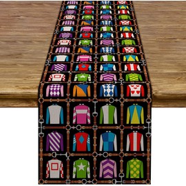Horse Racing Kentucky Table Runner Run for The Roses Tablecloth Derby Party Kitchen Dining Home Decoration (13" x 90")