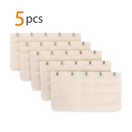 sourcing map Ladies 5 Rows Hook and Eye Tape Extension Bra Strap Extender Beige 5 Pcs Beige