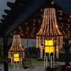 Hanging Candle Chandelier Outdoor, Battery Operated Clear Acrylic Beaded Chandelier