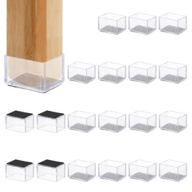 PATIKIL Chair Leg Floor Protector for Hardwood Floors, 20 Pcs Rectangle PVC Felt Fit 1.57" x 1.18" Furniture Leg Cap Furniture Feet Cover Furniture Feet Carpet Small Slider, Transparent
