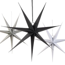 EASY JOY 3Pcs 9-Pointed Large Paper Star Lanterns 18 Inch White Paper Stars Christmas Hanging Lamp Paper Decorations Wedding Birthday Christmas Home Party Supplies