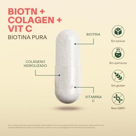 VITAL BOTANICS - Biotina Pura + Colágeno Hidrolizado Con Vitamina C - 200 Cápsulas De 500 Mg - 6 Meses De Suministro - Multivitamínico Para Hombre Y M