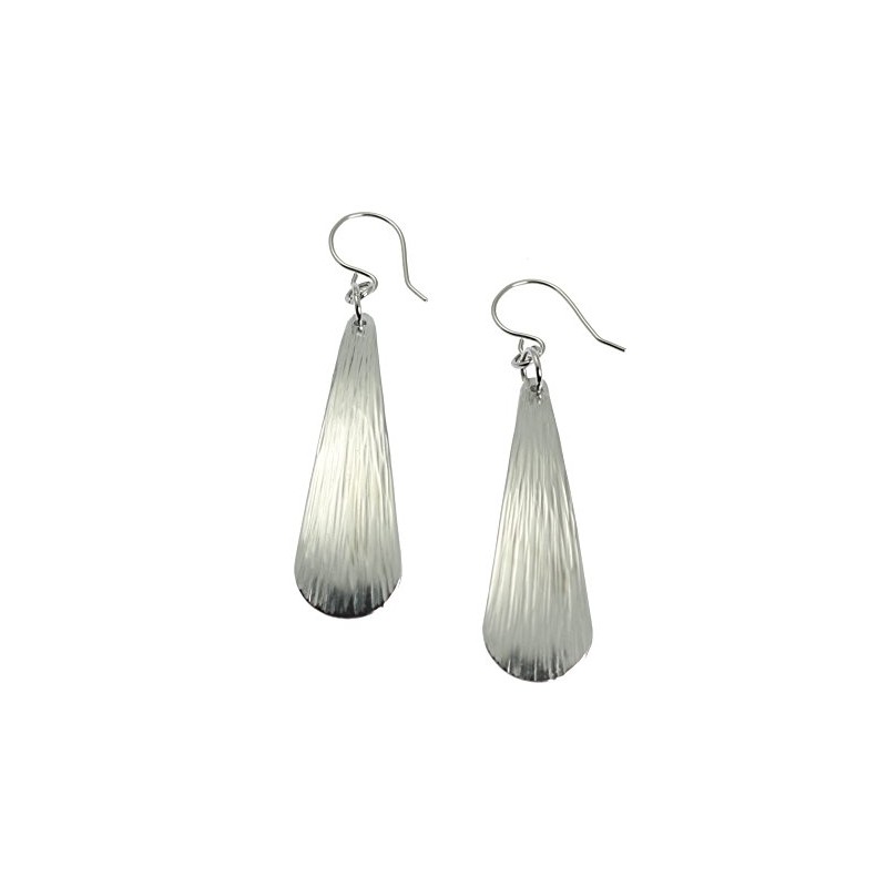 arete largos de gota de aluminio en tono plateado por