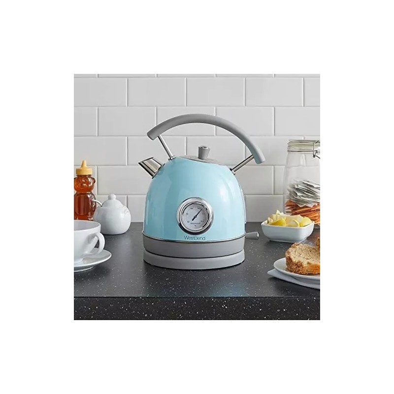 West Bend Retro-Style Stainless Steel Electric Kettle, Blue