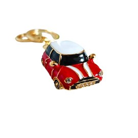 RK Gifts Mini Style Car Keyring Gift Blue/Red Rhinestone Detail with Gold Coloured Trim (Red(1))
