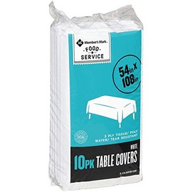 Daily Chef Disposable Table Cover, White, 1 pack of 10 cloths