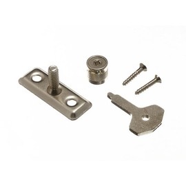 WINDOW CASEMENT STAY LOCK PIN AND KEY BZP ZINC PLATED + SCREWS ( pack of 4 )