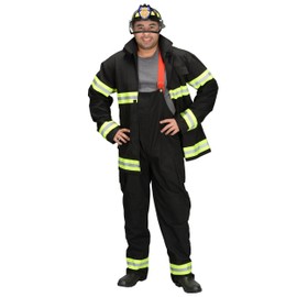 Aeromax Adult Fire Fighter Suit with Helmet, Small, Black