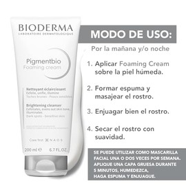 BIODERMA, Limpiador Exfoliante, Pigmentbio Foaming Cream, Jabn en Crema Exfoliante para Rostro, 200ML                                                 
