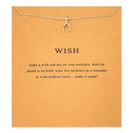 Golden Wishbone Necklaces for Women Girlfriend Anniversary Birthday Gift for Wife Bday Gift for Best Friend Sister Graduation Christmas Gifts for Daughter Granddaughter Wishbone Pendant Nekclace