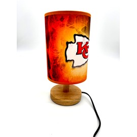 CDecor Wood Base Kansas City Table Lights Table Lamp with Light Bulb Bedside Night Light Great Sport Decor or Gift Ideas, SN-001