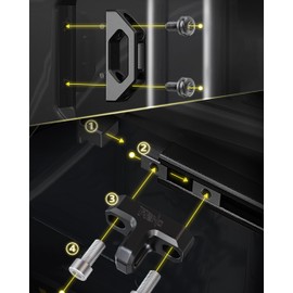 RENO Tie Down Hook Combo, 2pcs Bed Rail Tie-Down Cleat + 2pcs Tie Down Hook Compatible with Tundra/Tacoma, OEM PT278-35160/35050-S1/35100-S1/35111/35112/PT785-35050-S1/66312-0C010 (Aluminum, Black)