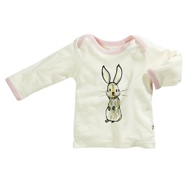 Babysoy Jane Goodall Long Sleeve Animal Print Tee (3-6 Months, Rabbit)