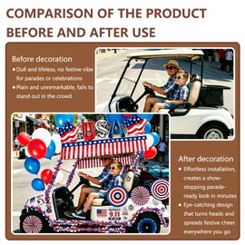 DYUEXI 4th of July Golf Cart Decorations Kit - 1776-2026 Flag 250th Patriotic Independence Day Celebration Banner & Garland Set for Outdoor Parade Decor，102pcs