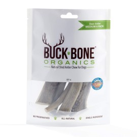 Buck Bone Organics Deer Antler Dog Bones, Premium Grade A - Natural Dog Treat, Made in Montana (Medium 6 Pack)