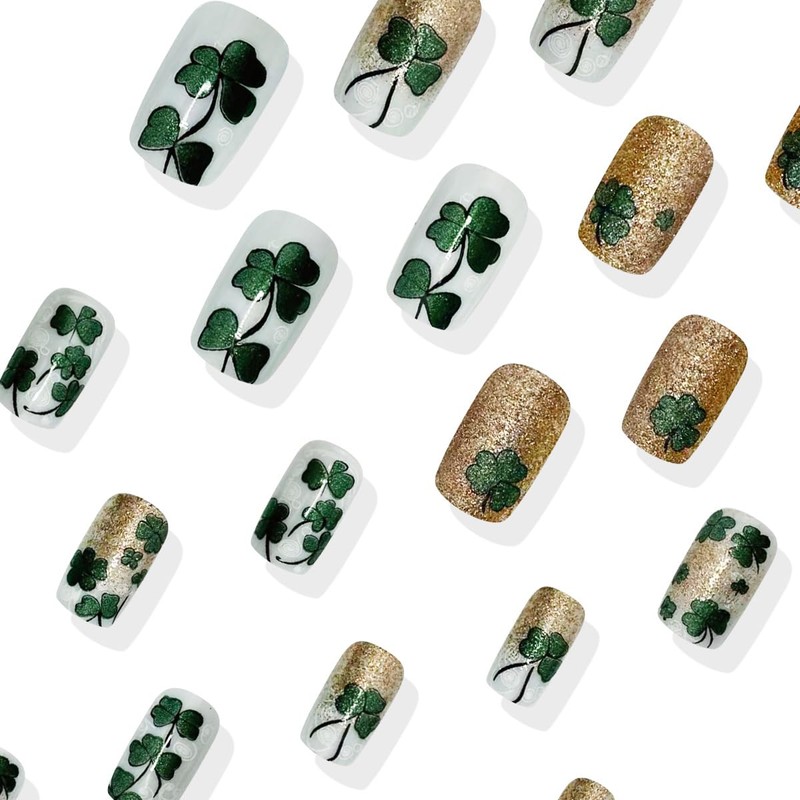 24Pcs St.Parker’s Day Press on Nails Medium Length Square Fake