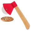 ANDINUS Pizza Cutter Axe Shape - Wooden Handle Red Plastic