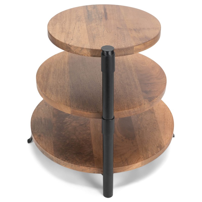 Demdaco Natural Brown 3-Tiered 12.5 x 13 Mango Wood and