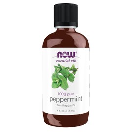 NOW Essential Oils, Peppermint Oil, Invigorating Aromatherapy Scent, Steam Distilled, 100% Pure, Vegan, Child Resistant Cap, 4-Ounce