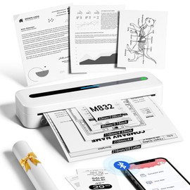 ItriAce Portable Printer, 300DPI Wireless Bluetooth Thermal Printer, Support Multi-Size Thermal Paper, Compatible with iOS, Android & PC, Inkless Mobile Printer for Travel, Office, School, White