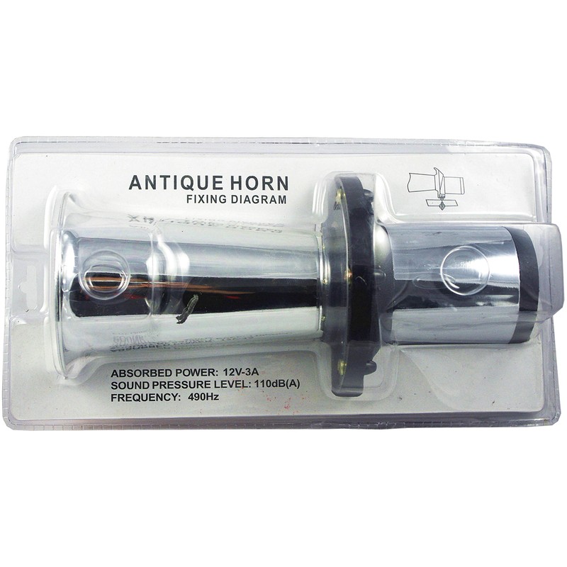 Universal 12V Chrome Car Horn Hot Rod Antique Vintage Klaxon